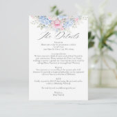 Carte D'accompagnement Blue Hydrangea and Pink Rose Floral Garden Wedding (Debout devant)