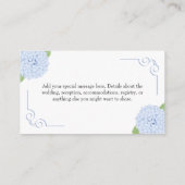 Carte D'accompagnement Blue Hydrangea Aquarelle Mariage Msg (Dos)