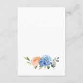 Carte D'accompagnement Blue Hydrangea Blush Rose Roses Détails du Mariage (Dos)