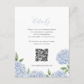 Carte D'accompagnement Blue Hydrangea Calligraphy Detail QR Code (Devant)