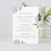 Carte D'accompagnement Blue Hydrangea Classic Details, Small (Debout devant)