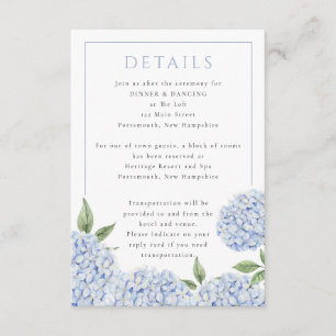 Carte D'accompagnement Blue Hydrangea Classic Details, Small
