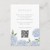 Carte D'accompagnement Blue Hydrangea Détails modernes avec QR Code, Peti (Devant)