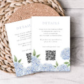 Carte D'accompagnement Blue Hydrangea Détails modernes avec QR Code, Peti