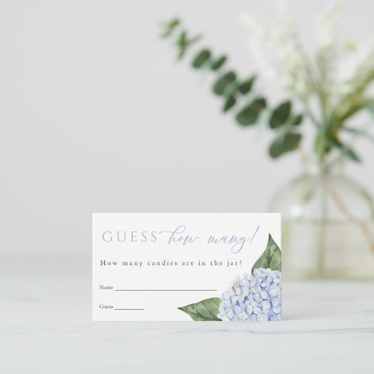 Carte D'accompagnement Blue Hydrangea Devine Combien De Jeux De Douche Ca (Debout devant)