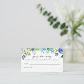 Carte D'accompagnement Blue Hydrangea Floral Devinez Combien (Debout devant)