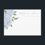 Carte D'accompagnement Blue Hydrangea Flower Blooms Floral Advice Card<br><div class="desc">Cette jolie carte florale présente des fleurs d'hydrangée aquarelle et votre texte personnalisé. Utilisez le modèle pour remplir vos informations. La fonction "Personnaliser plus loin" permet de modifier la police (taille,  style,  couleur),  d'ajouter des lignes de texte,  de modifier la disposition et d'ajouter du texte à l'arrière.</div>