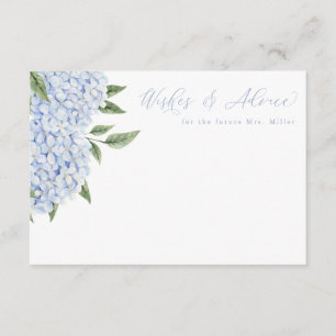 Carte D'accompagnement Blue Hydrangea Flower Blooms Floral Advice Card