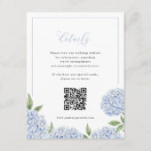 Carte D'accompagnement Blue Hydrangea Frame Calligraphie Détail QR Code (Devant)