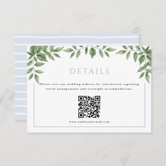 Carte D'accompagnement Blue Hydrangea Horizontal Detail avec code QR (Devant / Derrière)