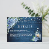 Carte D'accompagnement Blue Hydrangea Lantern Wood Détails du Mariage (Debout devant)