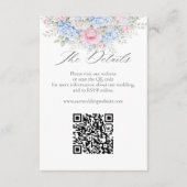 Carte D'accompagnement Blue Hydrangea Pink Floral Wedding Website QR Code (Devant)