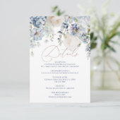 Carte D'accompagnement Blue Hydrangea & Rose Détails du Mariage Boîtier (Debout devant)