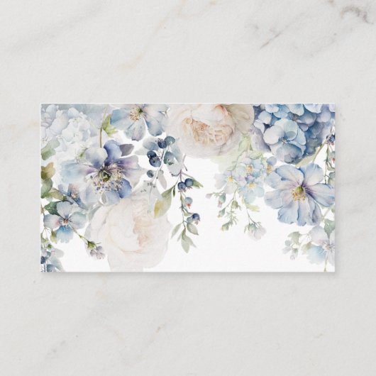 Carte D'accompagnement Blue Hydrangea & Rose Mariage QR Code RSVP (Dos)