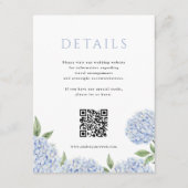Carte D'accompagnement Blue Hydrangea Simple Detail Code QR (Devant)