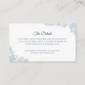 Carte D'accompagnement Blue Hydrangea Watercolor Floral Enclosure Card