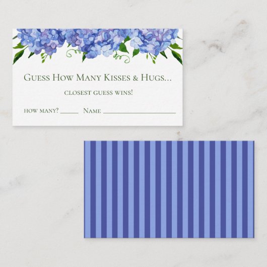 Carte D'accompagnement Blue Hydrangeas Fête des mariées Devine Combien (Devant / Derrière)