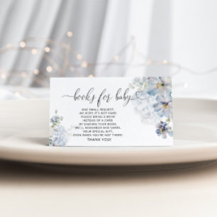 Carte D'accompagnement Blue Hydrangeas livres pour bébé billet