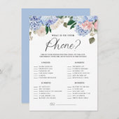 Carte D'accompagnement Blue Hydrangeas What's on Your Phone Game Card (Devant / Derrière)