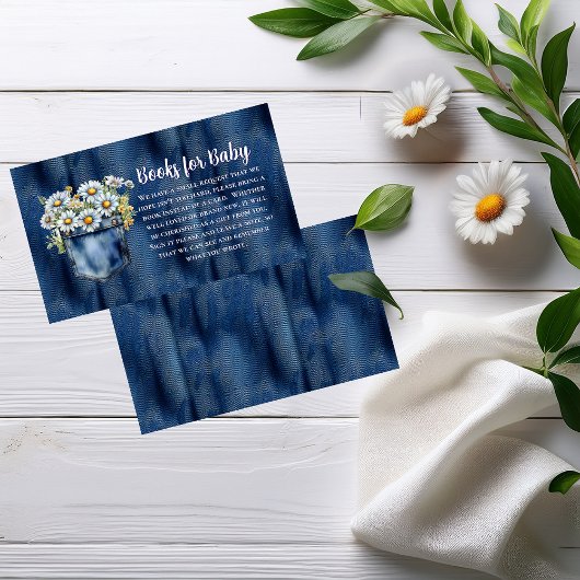 Carte D'accompagnement Blue Jean Denim Daisies Baby shower Livres pour bé