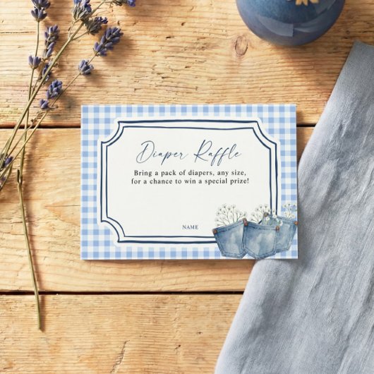 Carte D'accompagnement Blue Jean Diaper Raffle Card 