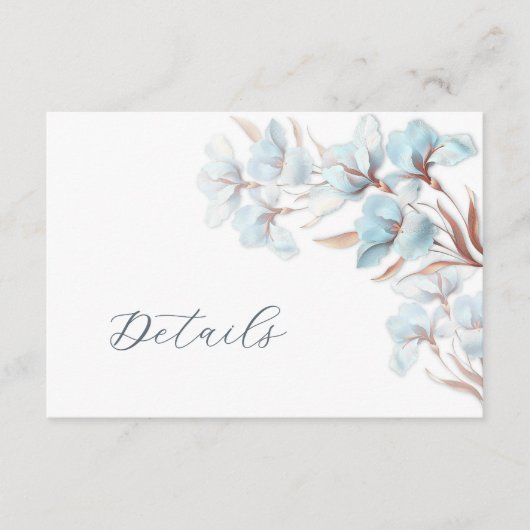 Carte D'accompagnement Blue Layered Flowers Wedding Details (Devant)