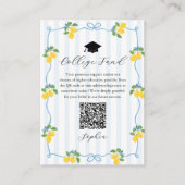 Carte D'accompagnement Blue Lemon Citrus Graduation College Fund (Devant)