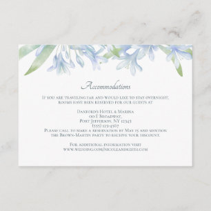 Carte D'accompagnement Blue Lilies Mariage aquarelle