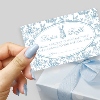 Carte D'accompagnement Blue Little Bunny Toile Spring Baby Diaper Raffle 