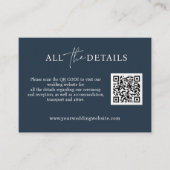 Carte D'accompagnement Blue Navy Script simple QR Code Mariage Détail (Devant)