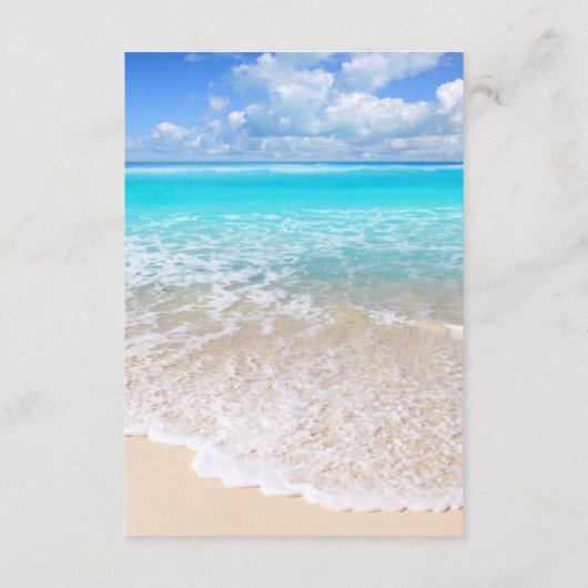 Carte D'accompagnement Blue Ocean Waves Plage tropicale Mariage (Dos)
