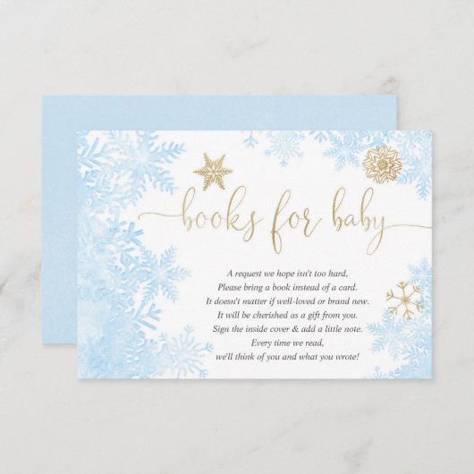 Carte D'accompagnement Blue or snowflake garçon baby shower demande de ré (Devant / Derrière)
