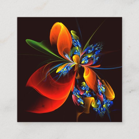 Carte D'accompagnement Blue Orange Floral Moderne Art Abstrait Motif #03 (Devant)