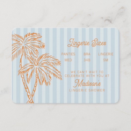 Carte D'accompagnement Blue Palm Springs Pastel Beach Lingerie Insertion (Devant)