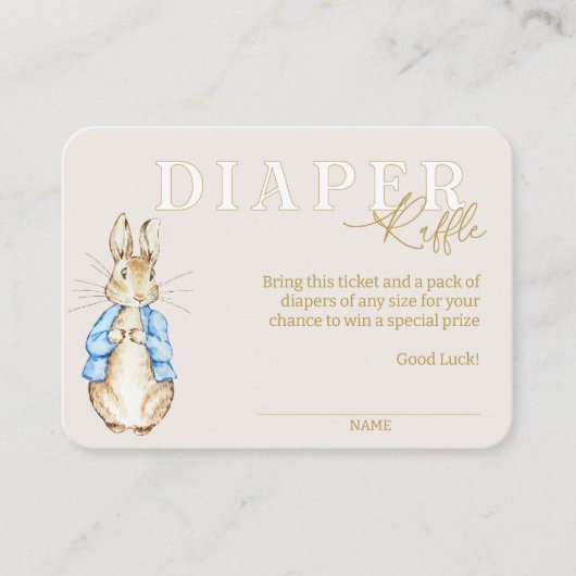Carte D'accompagnement Blue Peter le lapin Baby shower Déchets Raffle (Devant)