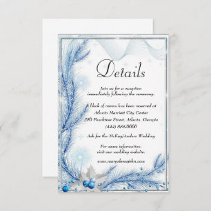 Carte D'accompagnement Blue Pine Winter Noël Détails du Mariage