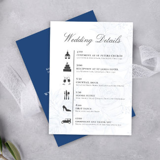 Carte D'accompagnement Blue QR Code Wedding Details Timeline Card