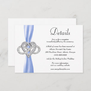 Carte D'accompagnement Blue Ribbon Infinity Heart Détails du Mariage