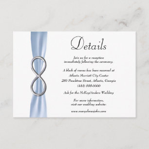 Carte D'accompagnement Blue Ribbon Silver Infinity Détails du Mariage