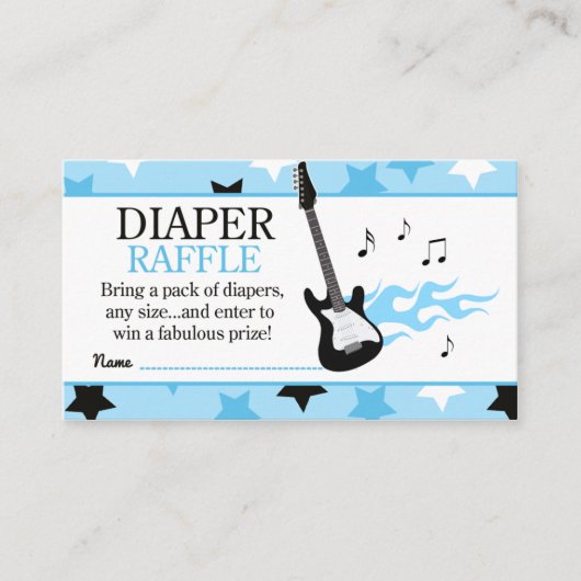 Carte D'accompagnement Blue Rock Star Baby shower Déchets Raffle (Devant)