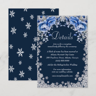 Carte D'accompagnement Blue Roses Snowflake Noël Mariages Détails