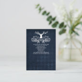 Carte D'accompagnement Blue Rustic Antler Deer Mariage de bois (Debout devant)