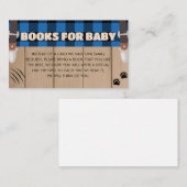 Carte D'accompagnement Blue Rustic Plaid Books pour bébé (Devant / Derrière)