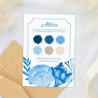 Carte D'accompagnement Blue Seashell Wedding Color Palette Card | Coastal