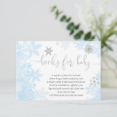 Carte D'accompagnement Blue silver snowflake garçon baby shower demande d (Debout devant)