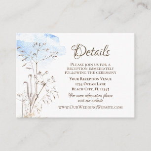 Carte D'accompagnement Blue Sky Décontracté Botanical Dried Herbs Mariage