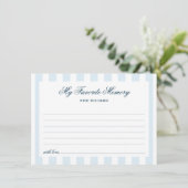 Carte D'accompagnement Blue Striped Favorite Memory Bridal Shower (Debout devant)