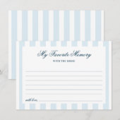 Carte D'accompagnement Blue Striped Favorite Memory Bridal Shower (Devant / Derrière)
