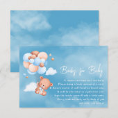 Carte D'accompagnement Blue Teddy Bear Ballons Livres Pour Bébé (Devant / Derrière)