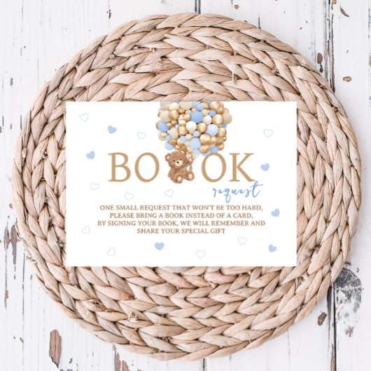 Carte D'accompagnement Blue Teddy Bear Balloons Demande de réservation